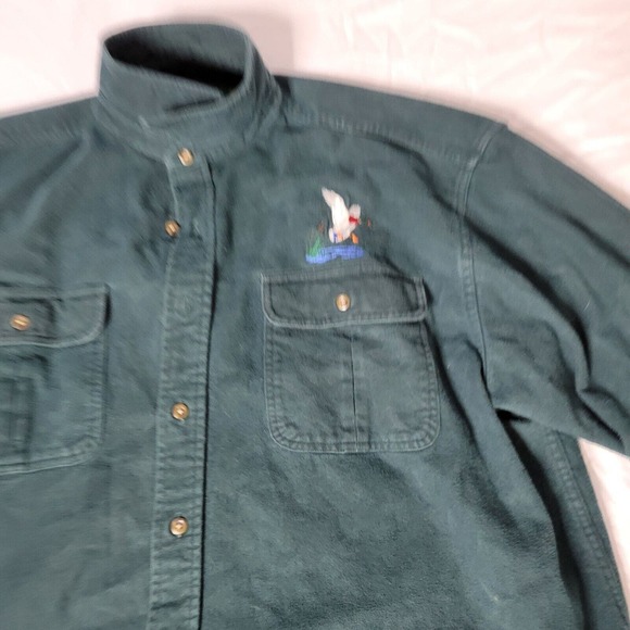 Cabelas Green Shirt Long Sleeve Jacket Size 2XL Hunting Outdoor Fish Button Up - Picture 6 of 16